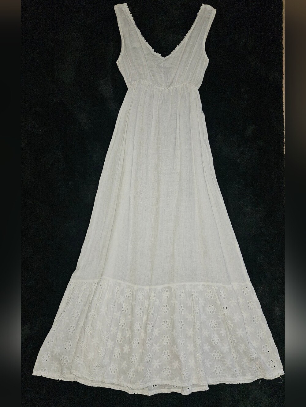 White Eyelet Maxi Dress with V-Neck